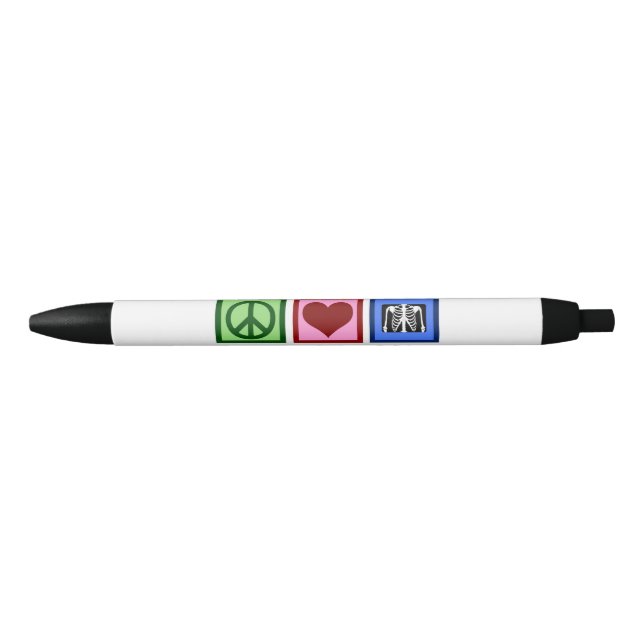 Peace Love Radiology Cute Radiologist Black Ink Pen (Front)
