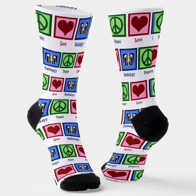 Peace Love Radiology Cute Radiologist Socks (Angled)