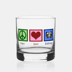 Peace Love Radiology Cute Radiologist Whiskey Glass