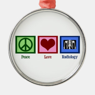 Peace Love Radiology Metal Tree Decoration
