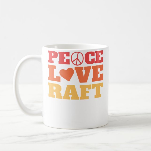 Peace Love Raft - River Rafting Coffee Mug (Left)