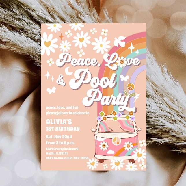 Peace Love Rainbow Birthday Invitation (Creator Uploaded)