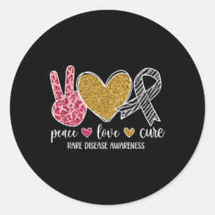 Peace Love Rare Disease Awareness Rare Disease War Classic Round Sticker