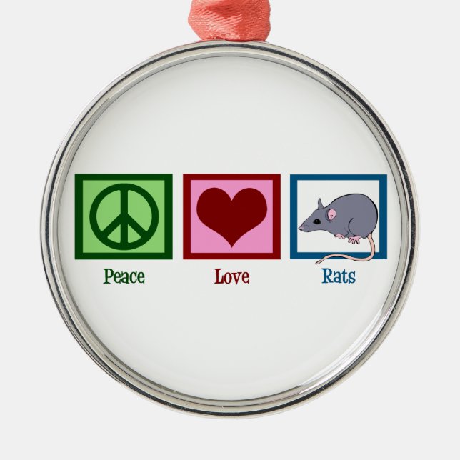 Peace Love Rats Metal Tree Decoration (Front)