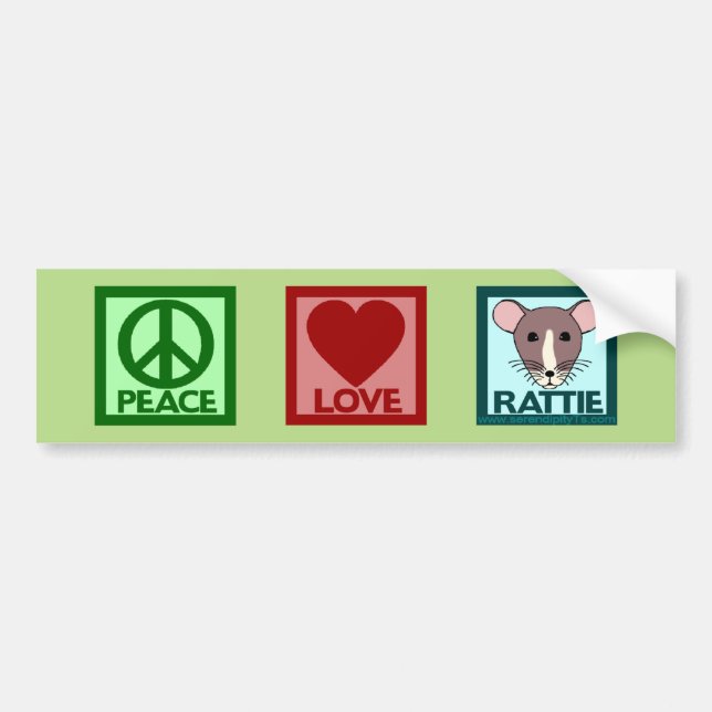 Peace Love Rattie Bumper Sticker (Front)