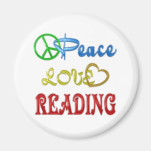PEACE LOVE READING MAGNET (Front)