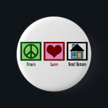 Peace Love Real Estate Company 6 Cm Round Badge<br><div class="desc">Pretty real estate gifts for a realty,  a title company,  mortgage broker,  loan officer or even a new homeowner. A peace sign,  a heart,  and a house.</div>