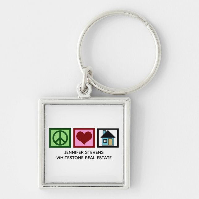 Peace Love Real Estate Cute Custom Realtor Key Ring (Front)
