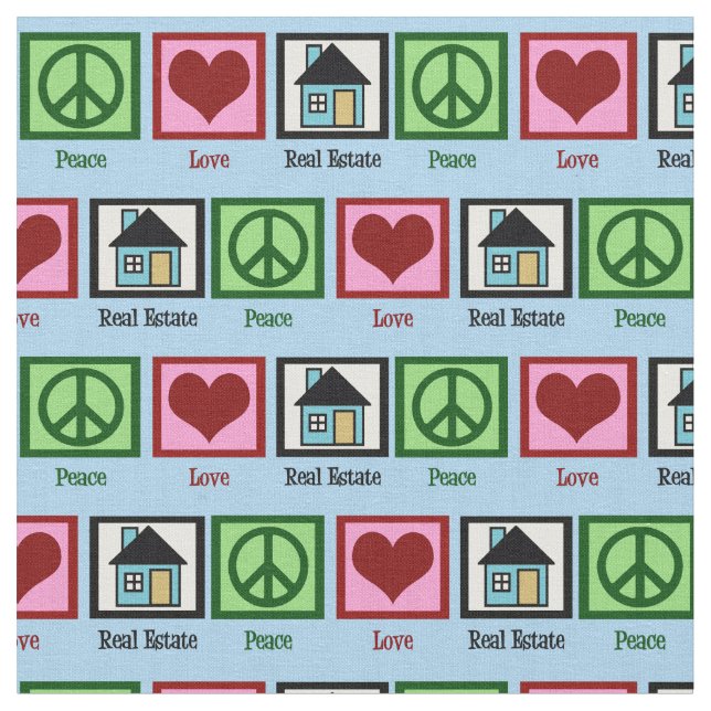 Peace Love Real Estate Fabric (Close Up)