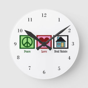 Peace Love Real Estate Round Clock