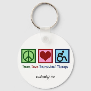 Peace Love Recreational Therapy Personalised Key Ring
