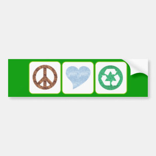 PEACE LOVE RECYCLE BUMPER STICKER