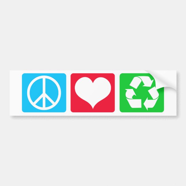 Peace Love Recycle Bumper Sticker (Front)