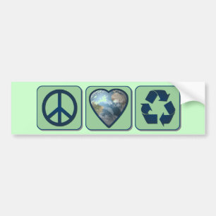 Peace Love Recycle Bumpersticker Bumper Sticker