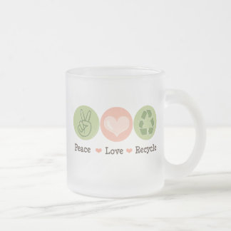 Peace Love Recycle Frosted Mug