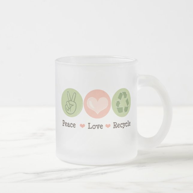 Peace Love Recycle Frosted Mug (Right)