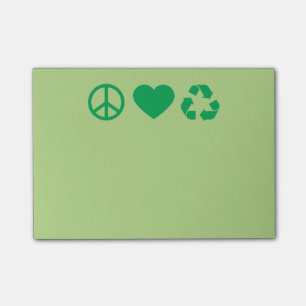 Peace Love Recycle Post-it Notes