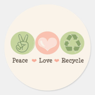 Peace Love Recycle Recycling Stickers