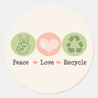 Peace Love Recycle Recycling Stickers