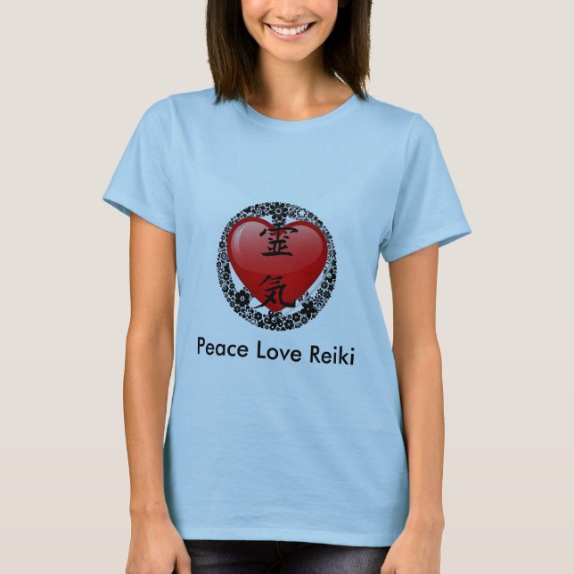 Peace Love Reiki-option 2 T-Shirt (Front)