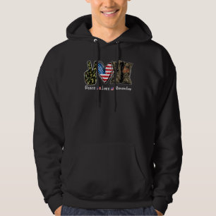 Peace Love Remember Combat Boots Usa Flag Veteran Hoodie