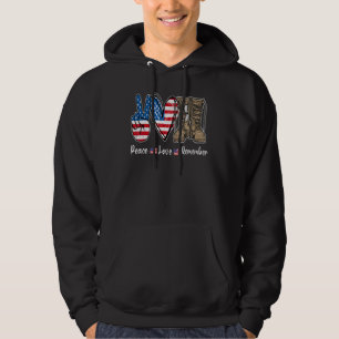 Peace Love Remember Combat Boots Usa Flag Veteran Hoodie
