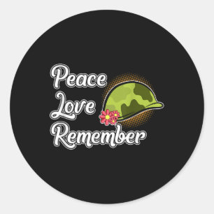 Peace Love Remember Memorial Day Veterans Graphic Classic Round Sticker