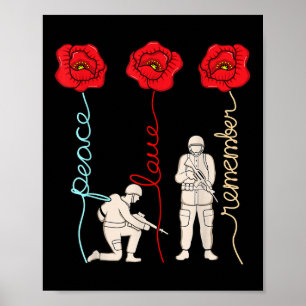 Peace Love Remember Memorial Day Veterans Graphic Poster