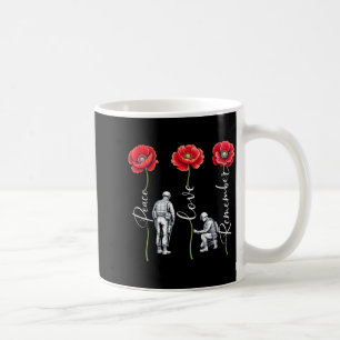 Peace Love Remember Red Poppy Flower Soldier Coffee Mug