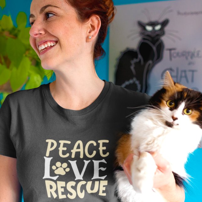 Peace Love Rescue Dog Cat Lover T-Shirt (Creator Uploaded)