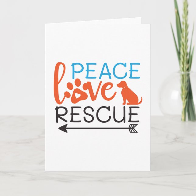 Peace Love Rescue Dogs Thank You Card (Front)
