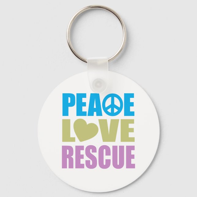 Peace Love Rescue Key Ring (Front)