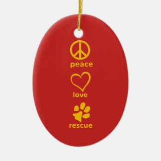 Peace/Love/Rescue Ornament