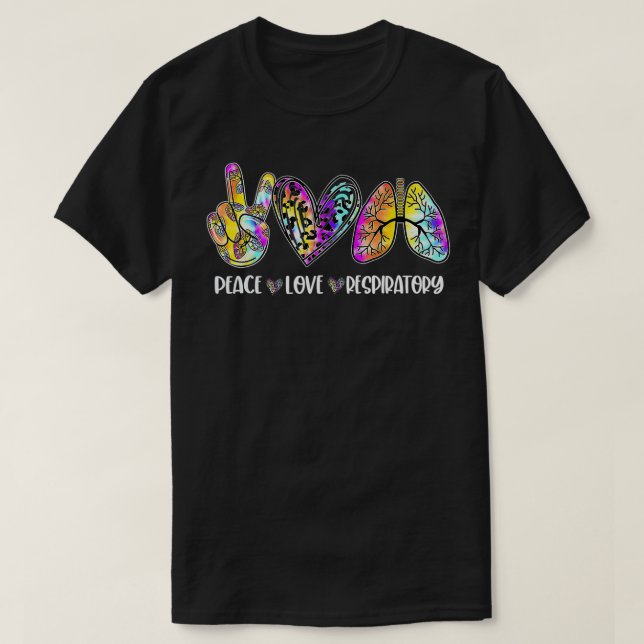 Peace Love Respiratory Therapist Leopard RT Regist T-Shirt (Design Front)