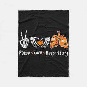 Peace Love Respiratory Therapist Skeleton Fun Hall Fleece Blanket