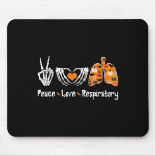 Peace Love Respiratory Therapist Skeleton Fun Hall Mouse Mat