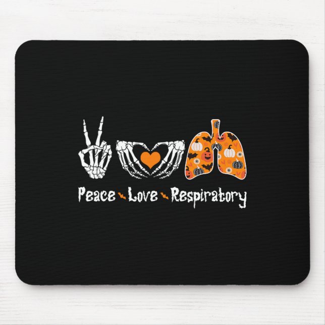 Peace Love Respiratory Therapist Skeleton Fun Hall Mouse Mat (Front)