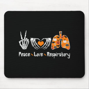 Peace Love Respiratory Therapist Skeleton Fun Hall Mouse Mat