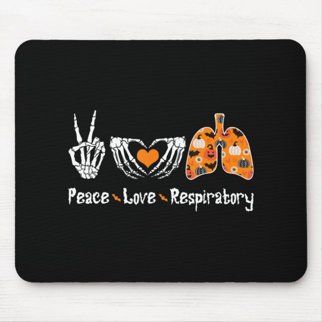 Peace Love Respiratory Therapist Skeleton Fun Hall Mouse Mat (Front)