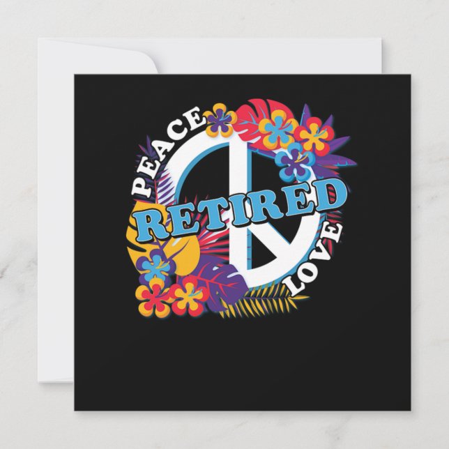 Peace Love Retired Retirement Grandpa Hippie Gift Invitation (Front)
