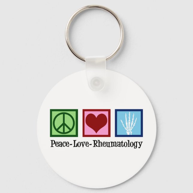 Peace Love Rheumatology Key Ring (Front)