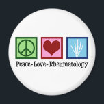 Peace Love Rheumatology Magnet<br><div class="desc">A cute rheumatologist gift for a doctor who works with rheumatoid arthritis patients and other rheumatic diseases. Peace Love Rheumatology.</div>