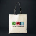 Peace Love Rheumatology Tote Bag<br><div class="desc">A cute rheumatologist gift for a doctor who works with rheumatoid arthritis patients and other rheumatic diseases. Peace Love Rheumatology.</div>