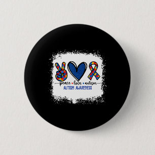 Peace Love Ribbon Autism Awareness Accept Love Und 6 Cm Round Badge