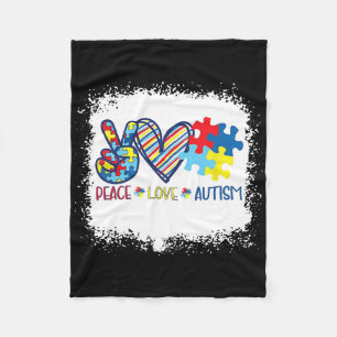 Peace Love Ribbon Autism Awareness Accept Love Und Fleece Blanket