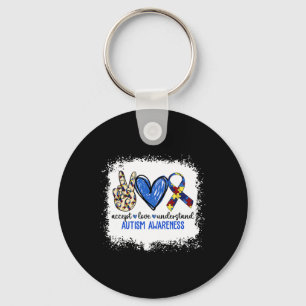 Peace Love Ribbon Autism Awareness Accept Love Und Key Ring