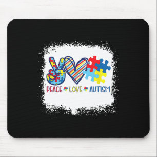 Peace Love Ribbon Autism Awareness Accept Love Und Mouse Mat