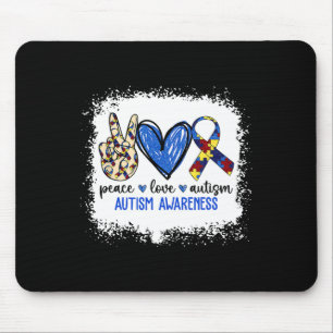 Peace Love Ribbon Autism Awareness Accept Love Und Mouse Mat
