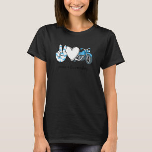 Peace Love Riding Peace Hand Sign Motorcycle T-Shirt
