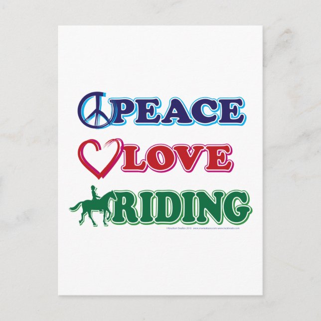Peace Love Riding Postcard (Front)